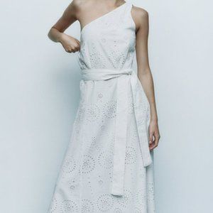 NWT ZARA EMBROIDERED ASYMMETRIC DRESS SZ S